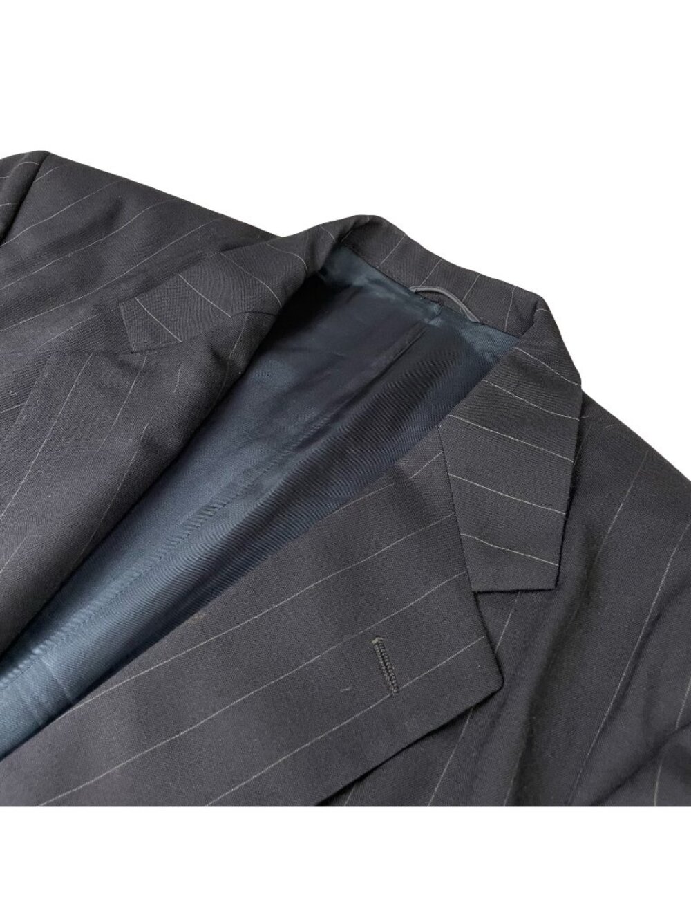 VTG Polo Ralph Lauren Men's 100% Wool 2-Button Blazer Navy Stripe • 46R